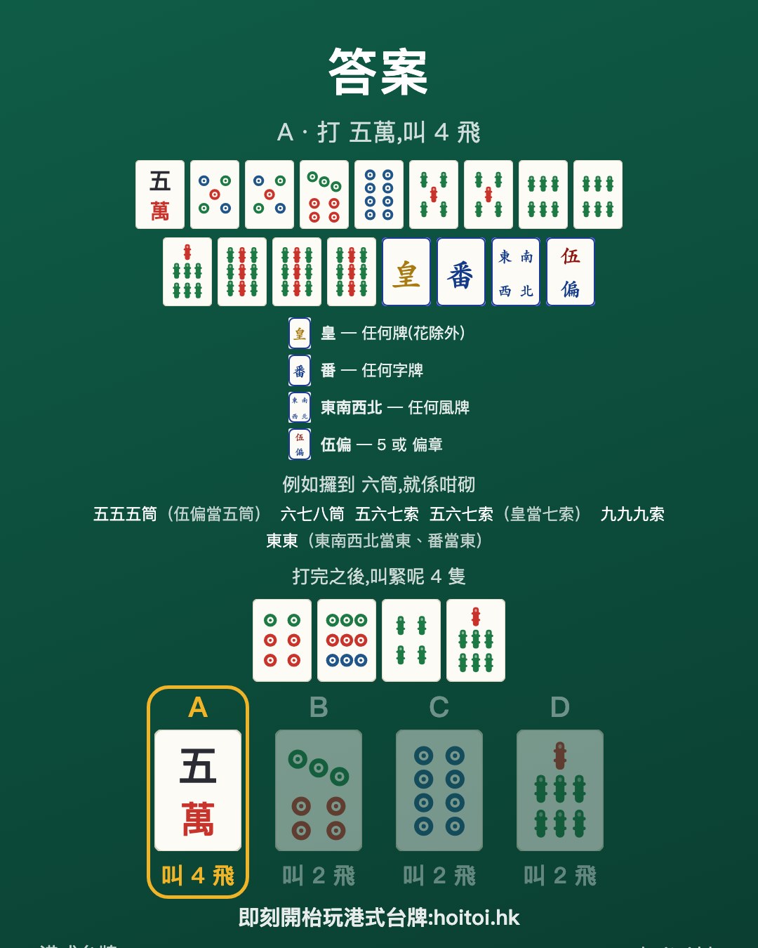答案：打 五萬，叫 4 飛