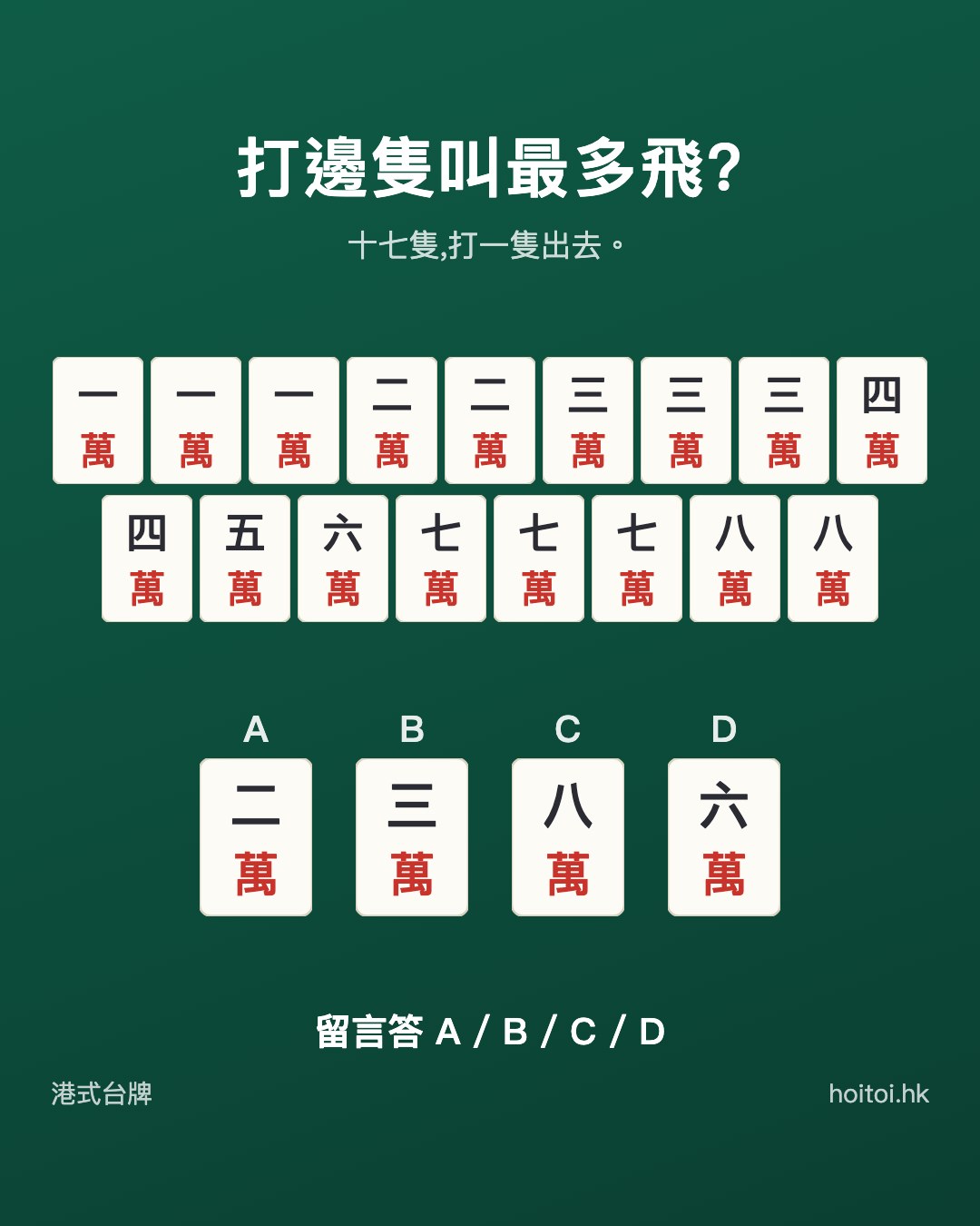 手牌：一一一二二三三三四四五六七七七八八萬