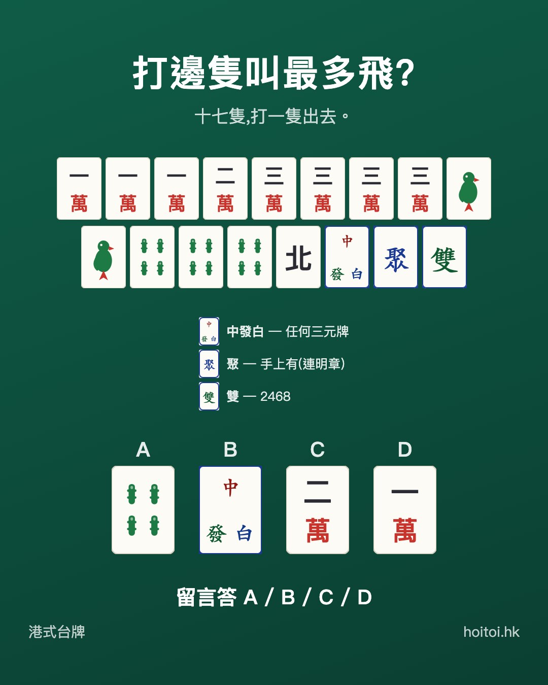 手牌：一一一二三三三三萬　一一四四四索　北搭搭搭