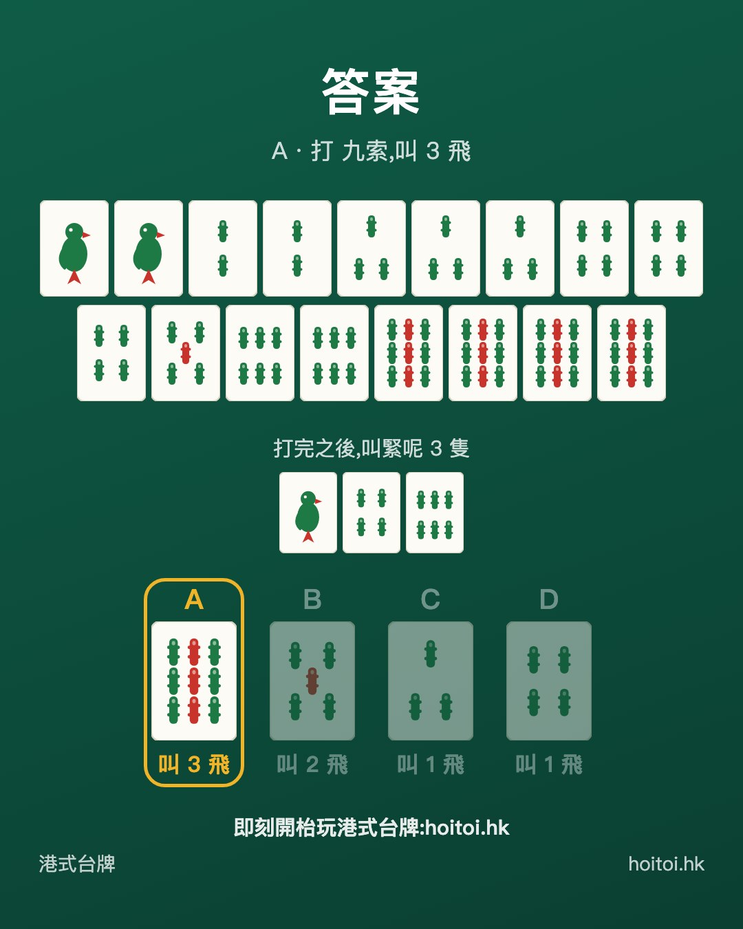 答案：打 九索，叫 3 飛