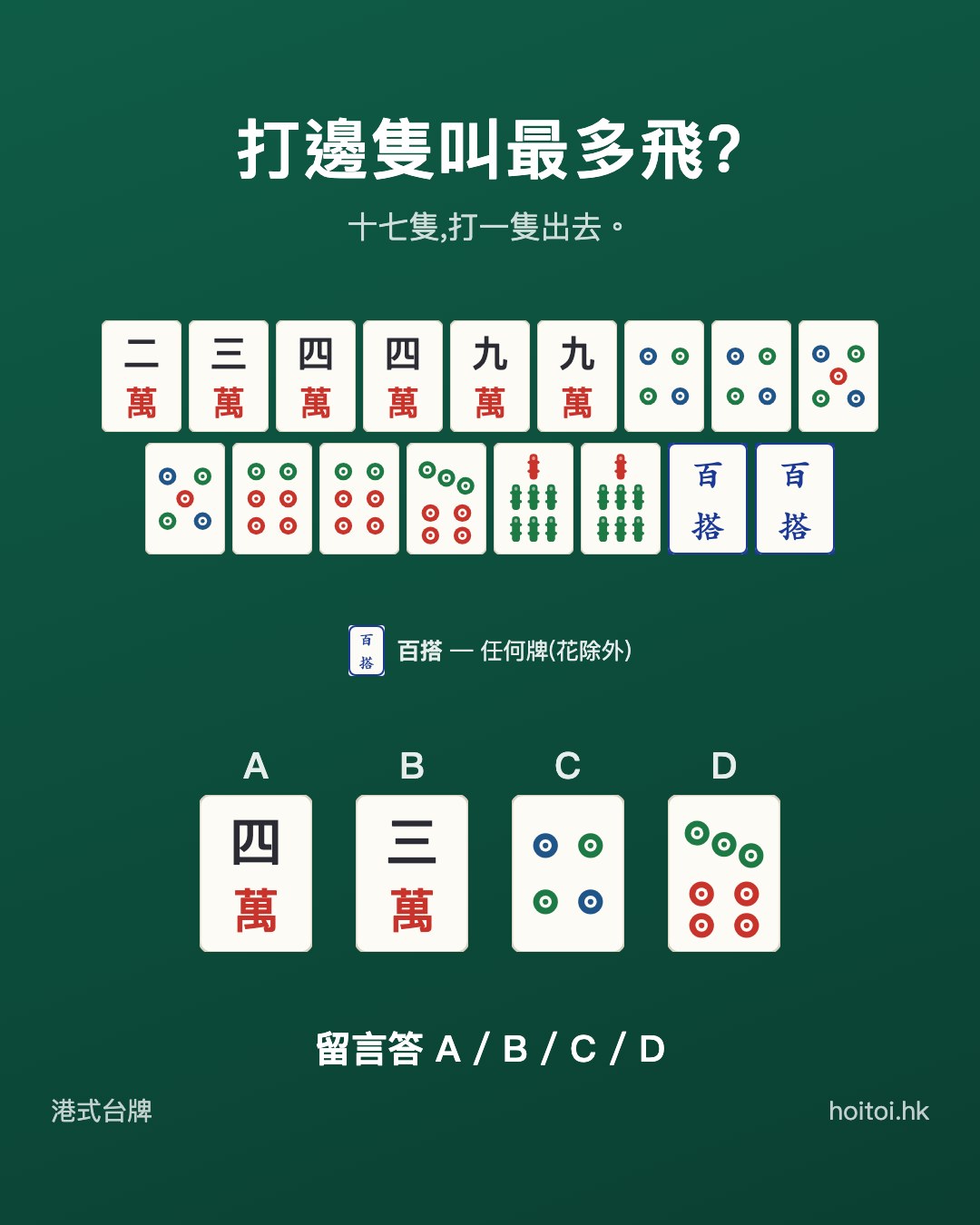 手牌：二三四四九九萬　四四五五六六七筒　七七索　搭搭