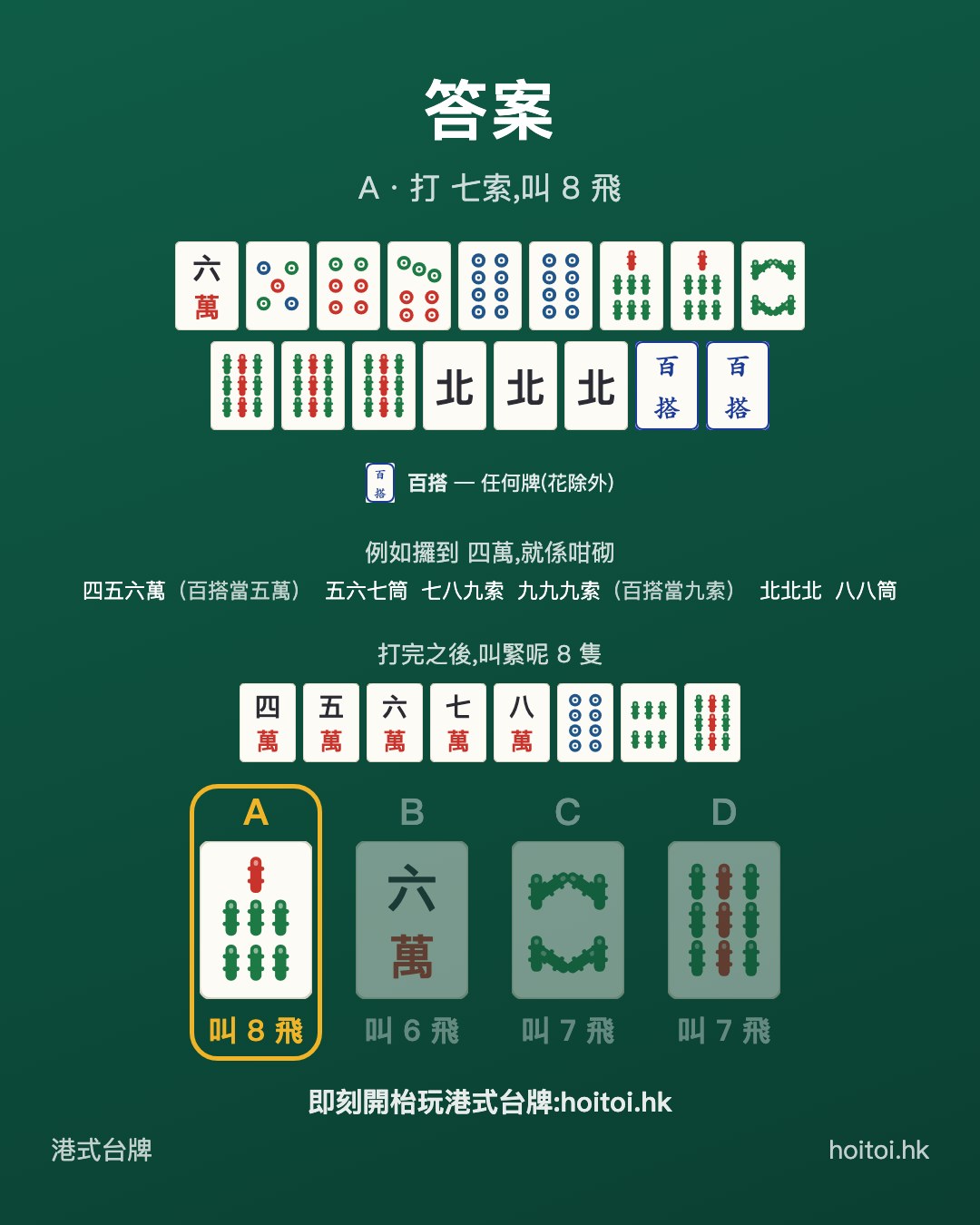 答案：打 七索，叫 8 飛