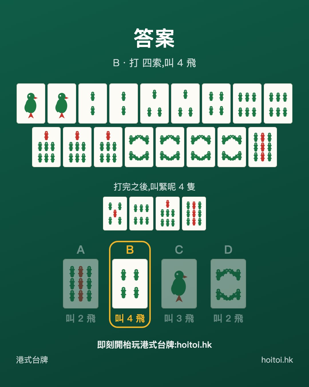 答案：打 四索，叫 4 飛