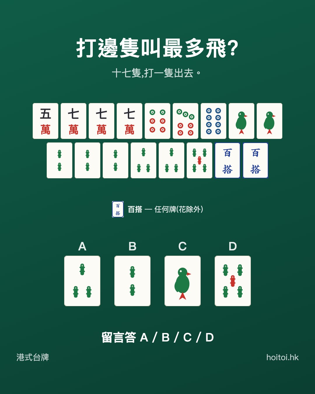 手牌：五七七七萬　六七八筒　一一二二二三三五索　搭搭