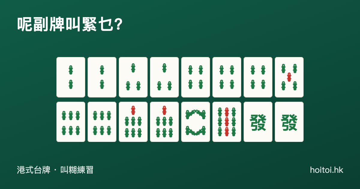 手牌：二二三三四四四五六六七七八九索　發發