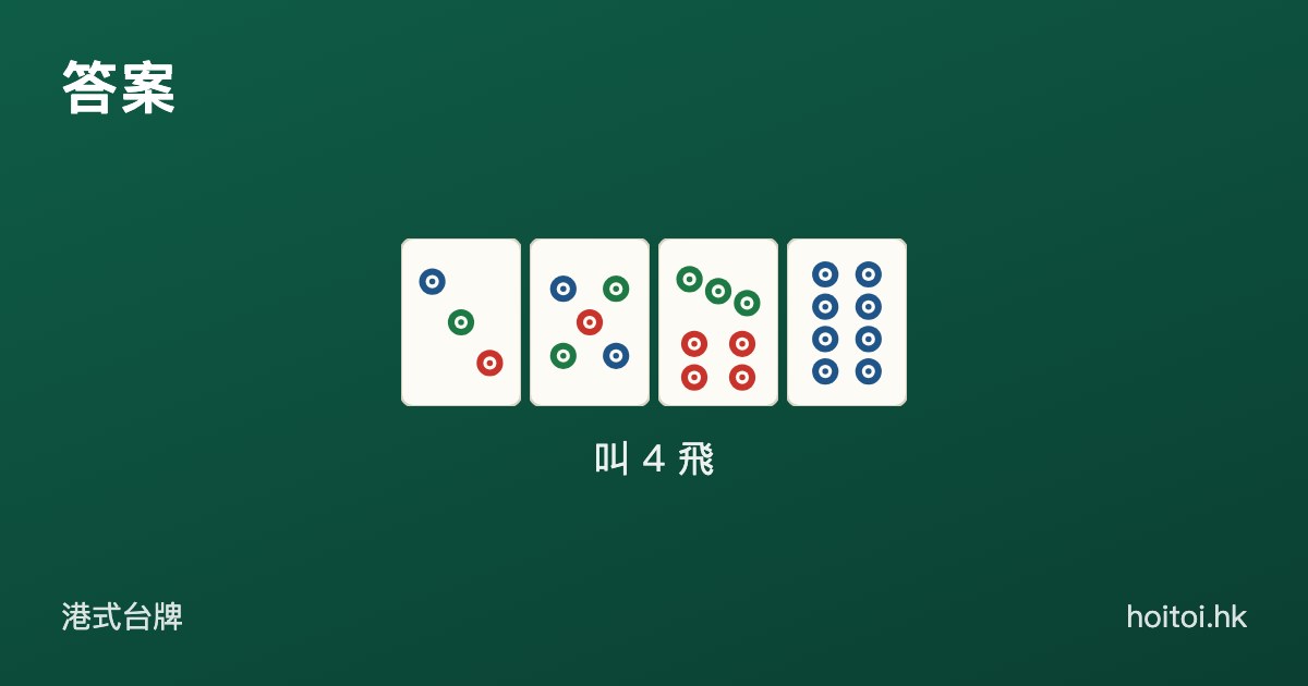答案：三筒、五筒、七筒、八筒