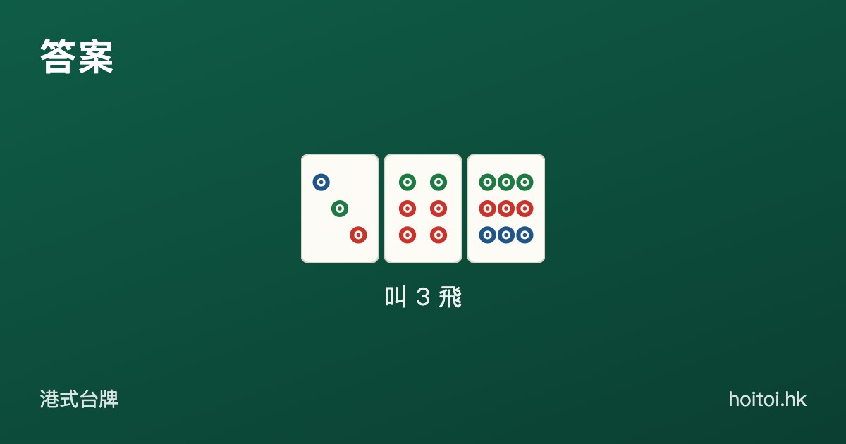 答案：三筒、六筒、九筒