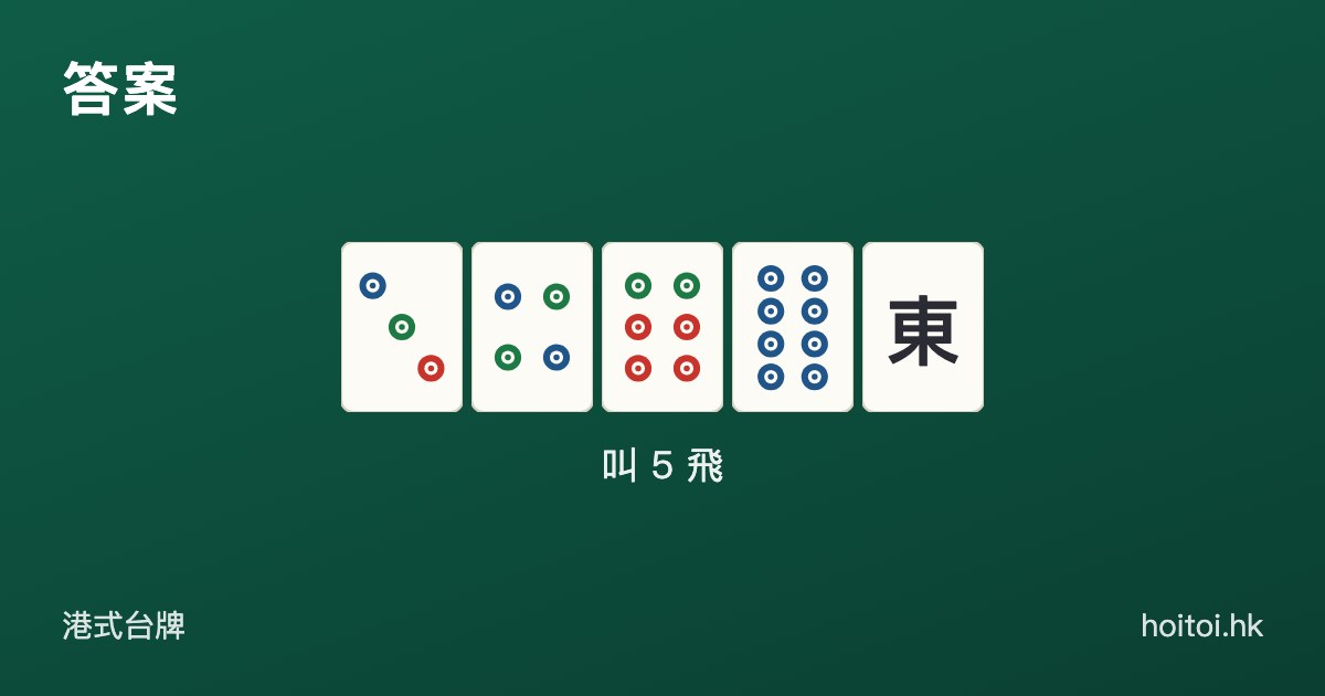 答案：三筒、四筒、六筒、八筒、東