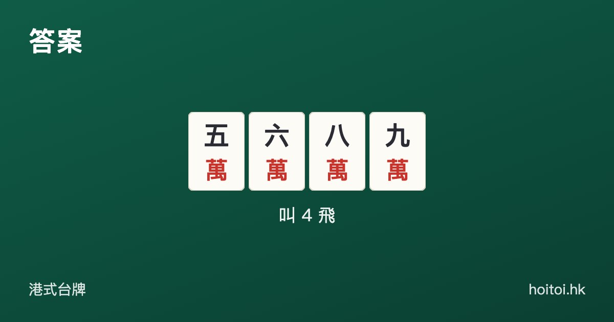 答案：五萬、六萬、八萬、九萬